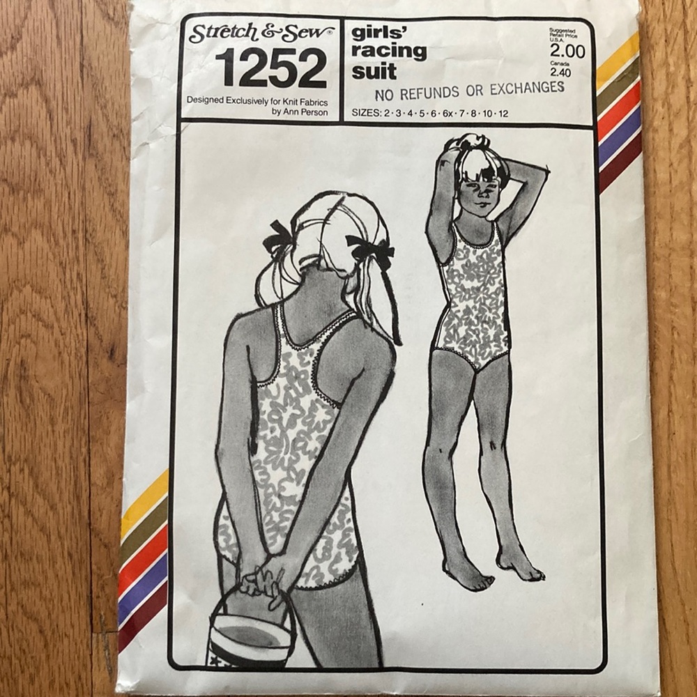 70’s Girls Racerback Swim Suit Sewing Pattern